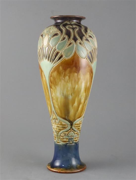 Francis C. Pope for Doulton Lambeth, a tall Art Nouveau baluster vase