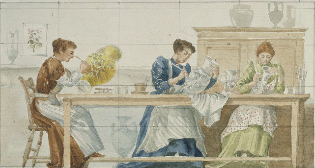 Image of Florence and Hannah Barlow working at Royal Doulton's factories