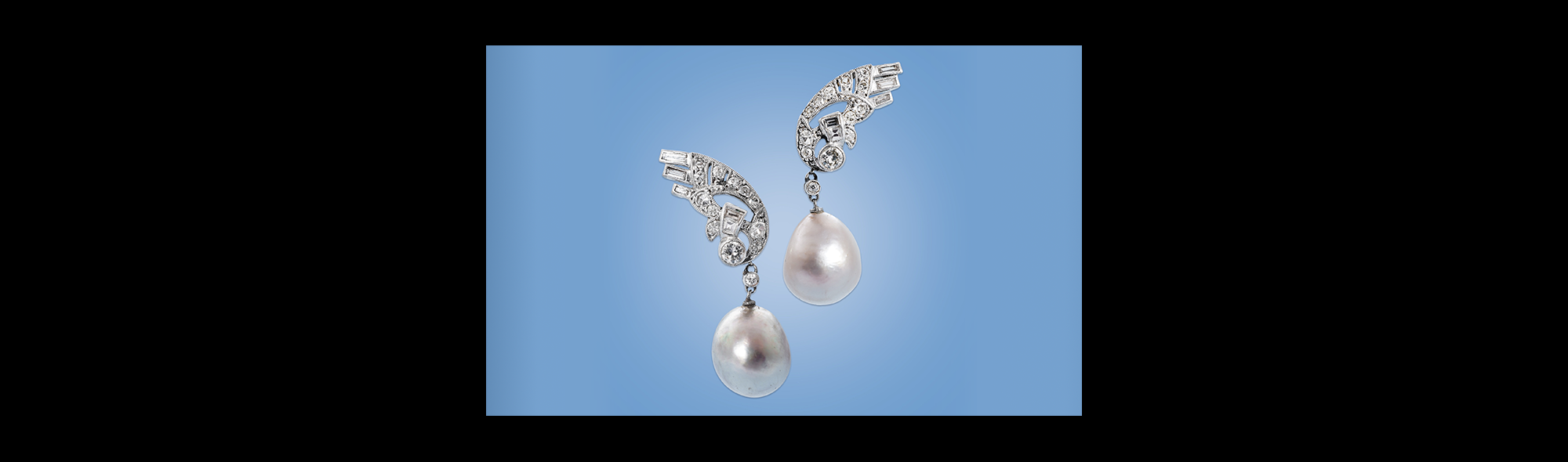 A fine pair of Art Deco natural pearl and diamond earrings, 1930s