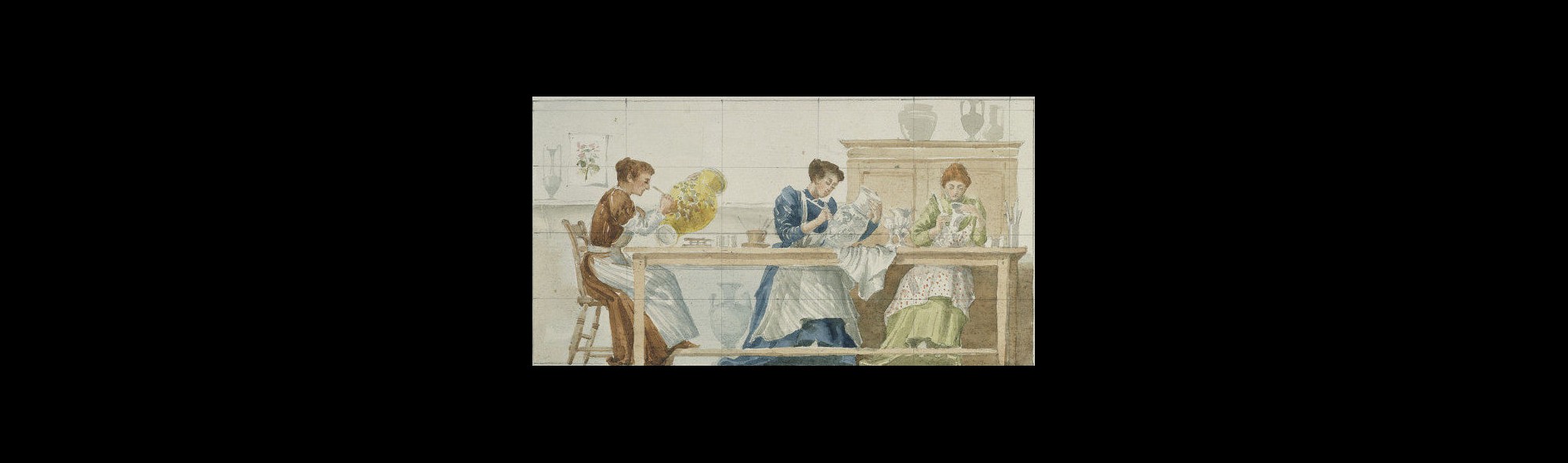 Image of Florence and Hannah Barlow working at Royal Doulton's factories Image of Florence and Hannah Barlow working at Royal Doulton's factories