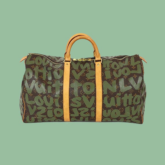 A Vintage 2001 Louis Vuitton Stephen Sprouse Khaki Green Monogram Graffiti Keepall.