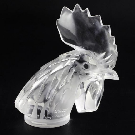 Cocks head. A glass mascot by Rene Lalique