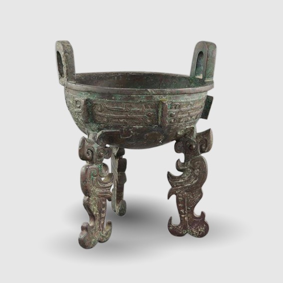 A large Chinese archaic bronze rectangular ritual food vessel