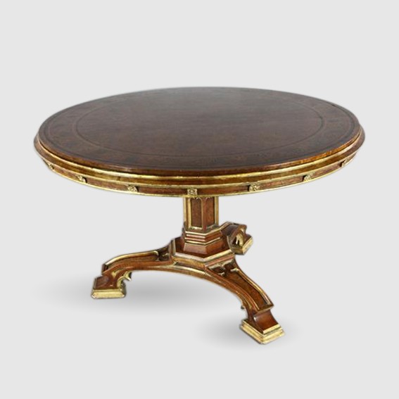 Gothic revival oak marquetry centre table