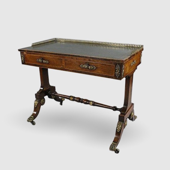 rosewood brass-mounted writing table
