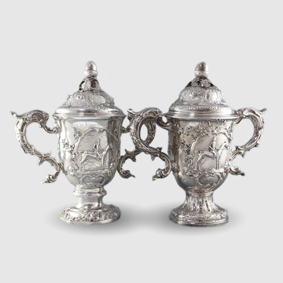 silver horse racing trophy