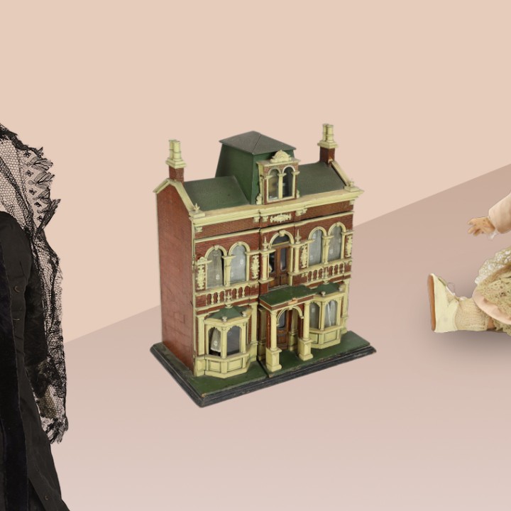 1. A Simon & Halbig swivel head bisque fashion doll, German head on French body, circa 1875 2. A Moritz Gottschalk furnished doll's house, circa 1885 3. A Danel and Cie moulded bisque doll, French, 1891