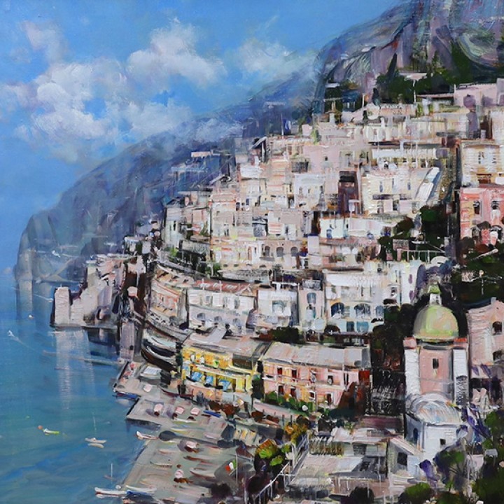Mario Sanzone (Italian, b.1946), oil on canvas, 'Positano'