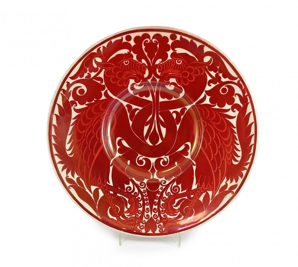 A rare William de Morgan ruby lustre dish