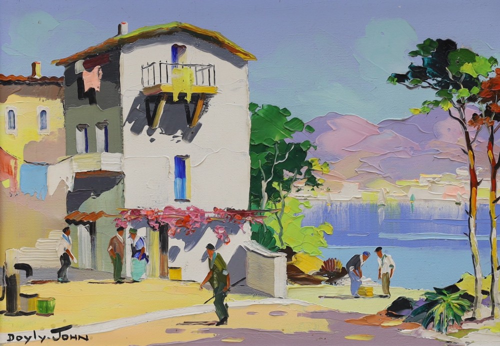 Cecil Rochfort D'Oyly John (1906-1993), oil on canvas, Mediterranean coastal town