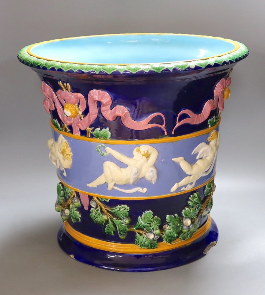 A decorative Minton majolica jardiniere