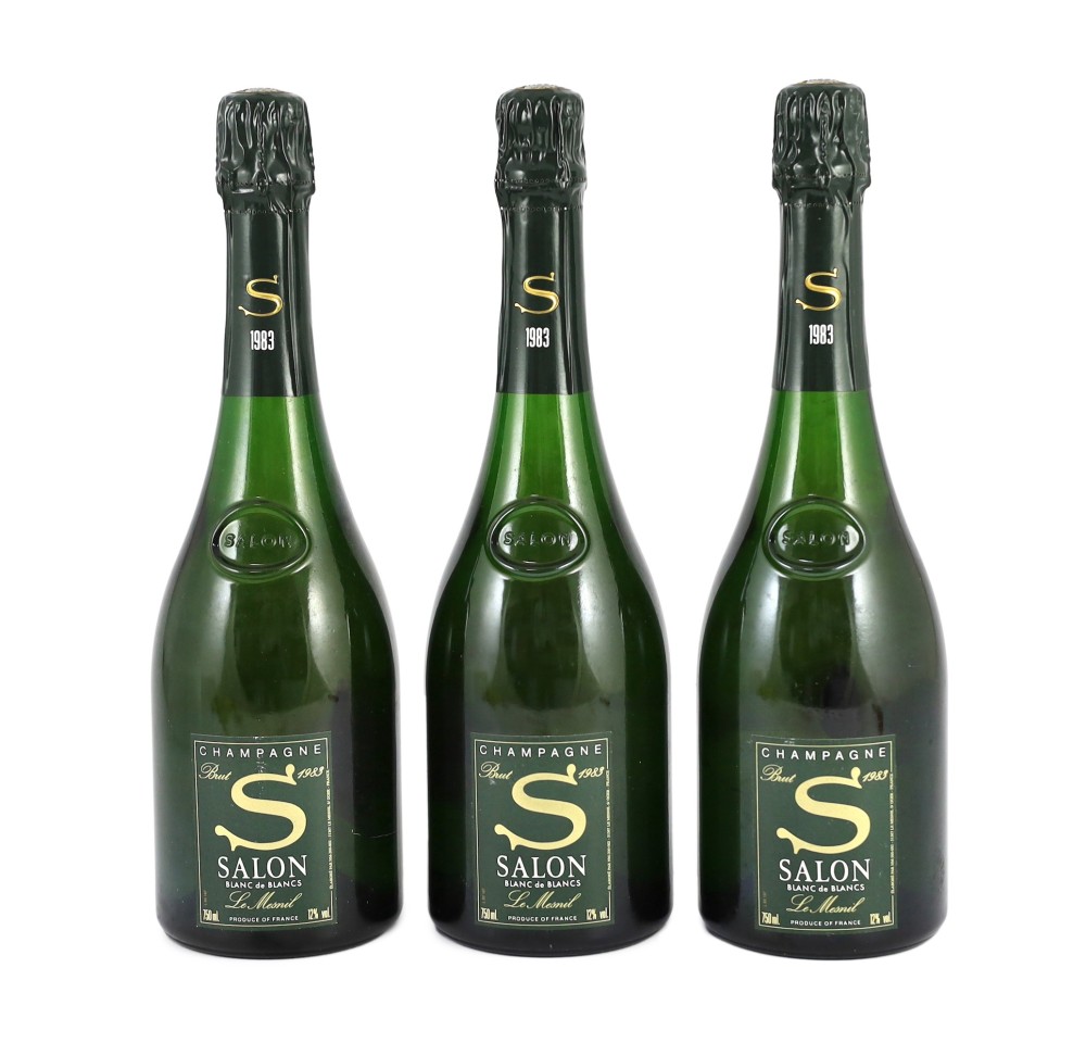 Three bottles of 1983 'Salon' champagne