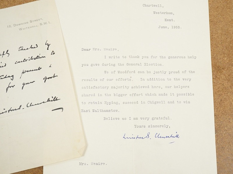A type-written and personally-signed letter by Winston Churchill, from Chartwell, dated June 1955 A type-written and personally-signed letter by Winston Churchill, from Chartwell, dated June 1955