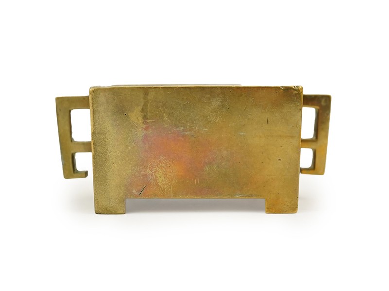 A Chinese bronze rectangular censer, fangding, Xuande mark, 18th century A Chinese bronze rectangular censer, fangding, Xuande mark, 18th century