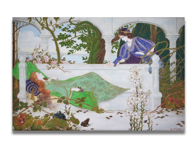 Charles Noke (1858-1941) and William G. Hodkinson (1880-1920) for Royal Doulton: An impressive Pre-Raphaelite style plaque Charles Noke (1858-1941) and William G. Hodkinson (1880-1920) for Royal Doulton: An impressive Pre-Raphaelite style plaque