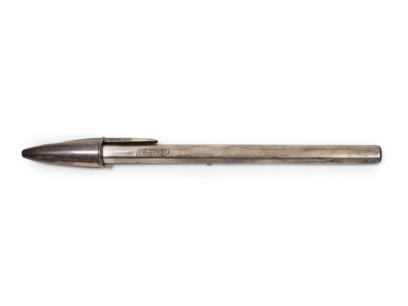 A vintage 'Bic' 50th Anniversary silver ballpen, in original case